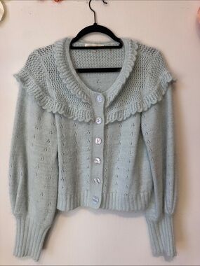 LOVESHACK fancy Hayden ruffled angora cardigan large